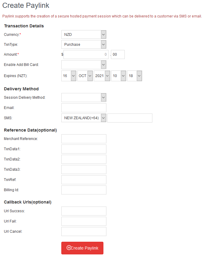 Create Paylink Session