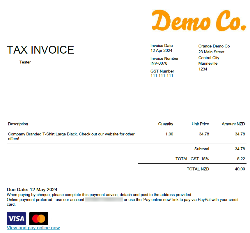 Xero Invoice Pending Payment